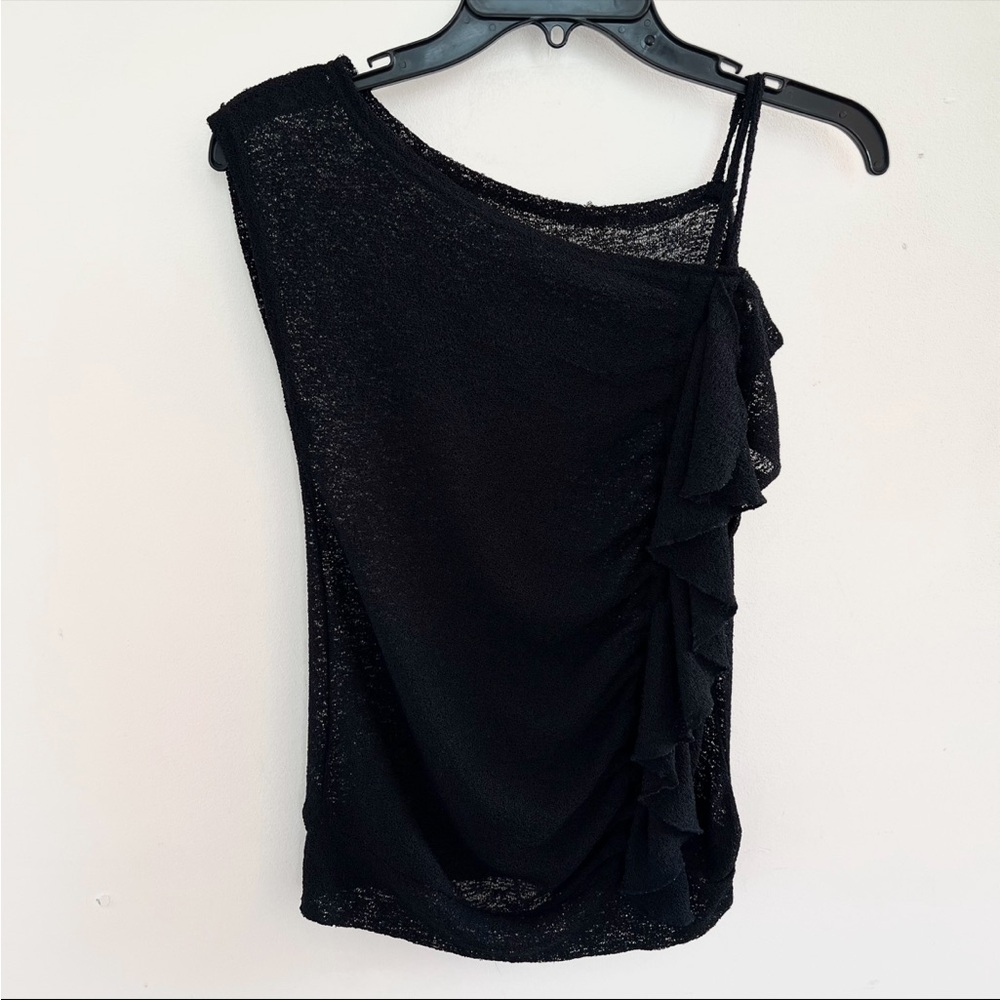 Black Sheer Off-the-Shoulder Top